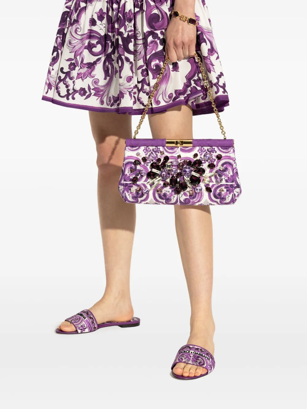 Dolce & Gabbana small Marlene floral clutch bag Paars
