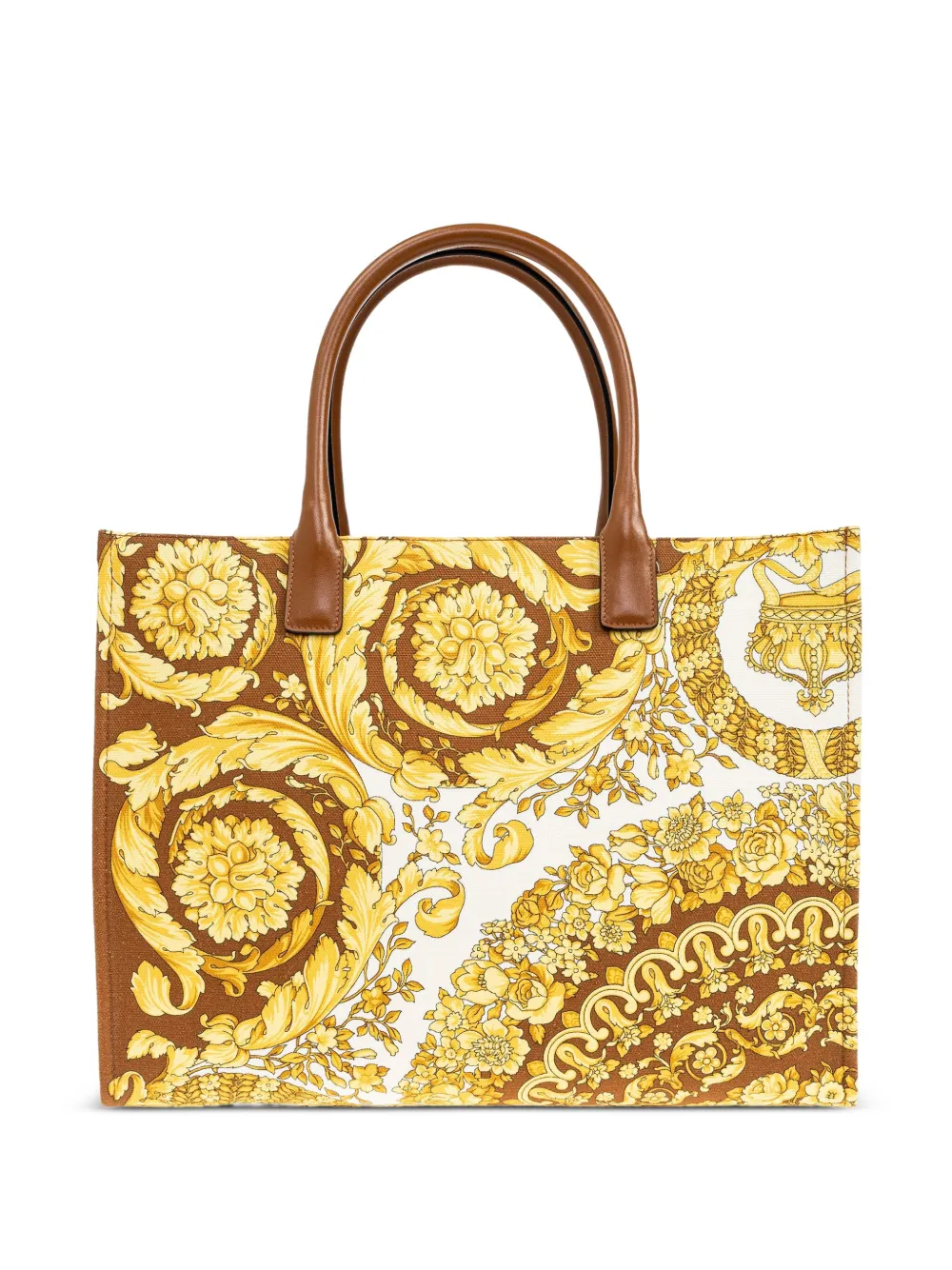 Versace baroque-print logo-appliqué tote bag Geel