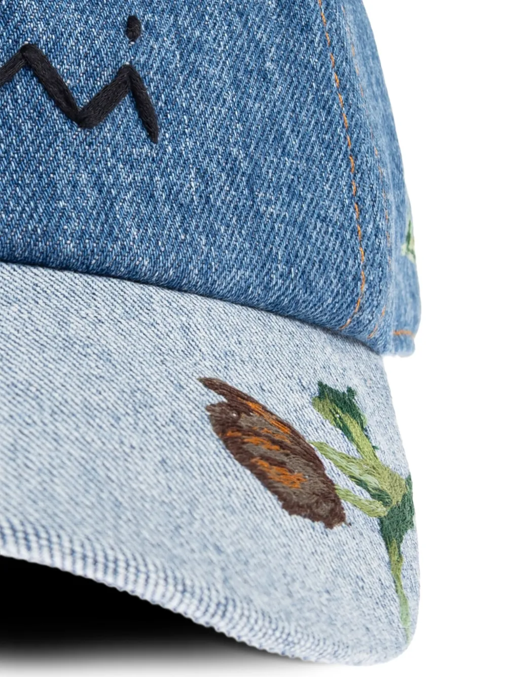 Marni embroidered denim cap Blauw