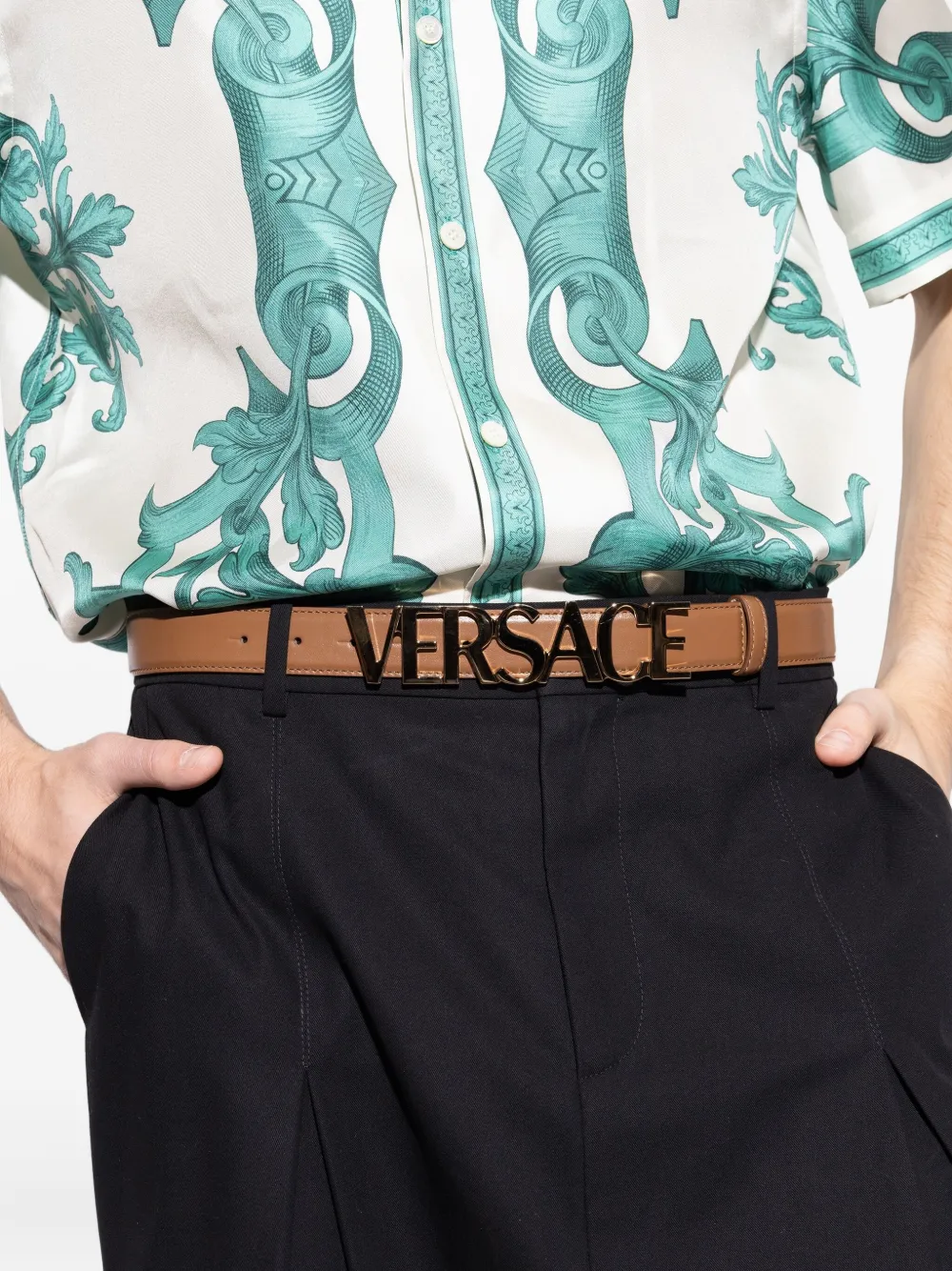 Versace Leren riem Bruin