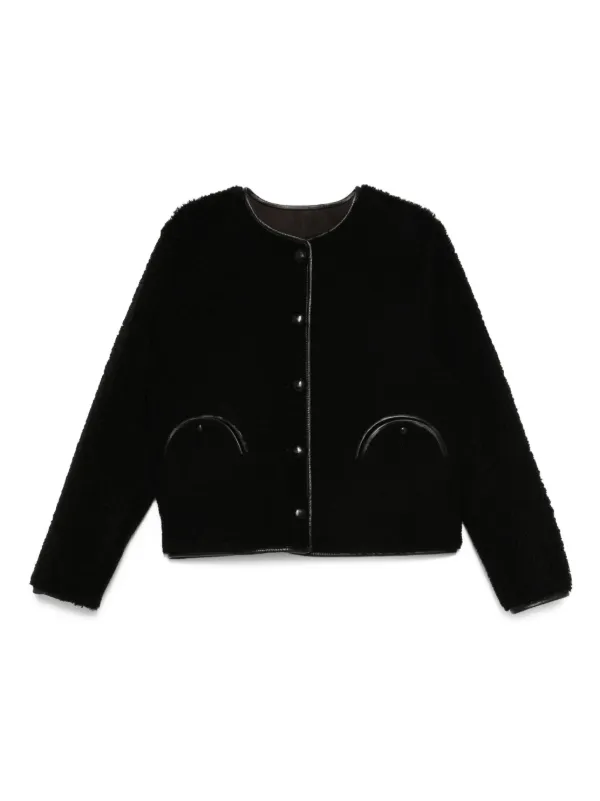 BLAZÉ Milano Button-fastening Sheepskin Jacket in Black