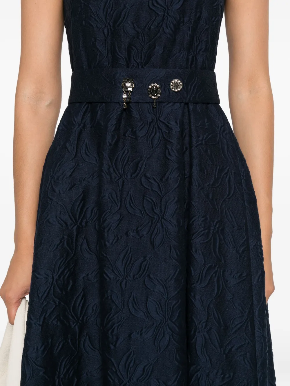 'S Max Mara Jurk met geborduurde bloemen Blauw