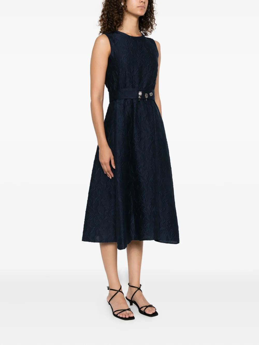 'S Max Mara Jurk met geborduurde bloemen Blauw
