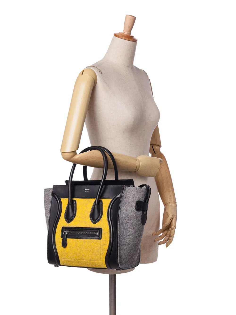 Céline Pre-Owned 2012-2018 Micro Tricolor Felt Wool and Calfskin Luggage tote bag | Pre-Owned | Image 2