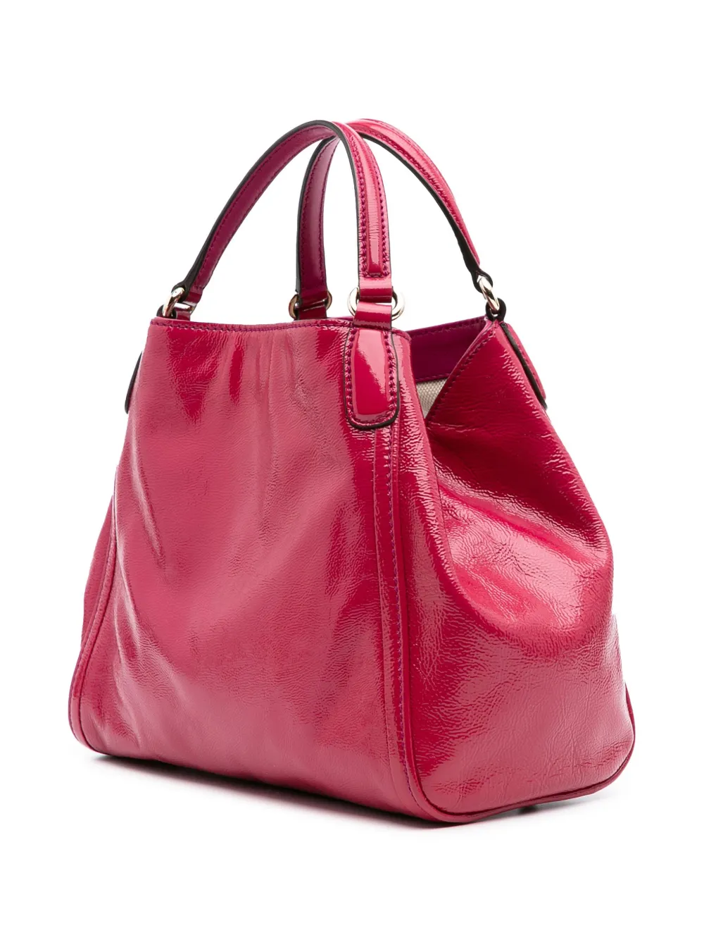 Pre-owned Gucci 2016-2024 Small Patent Soho Satchel In Pink