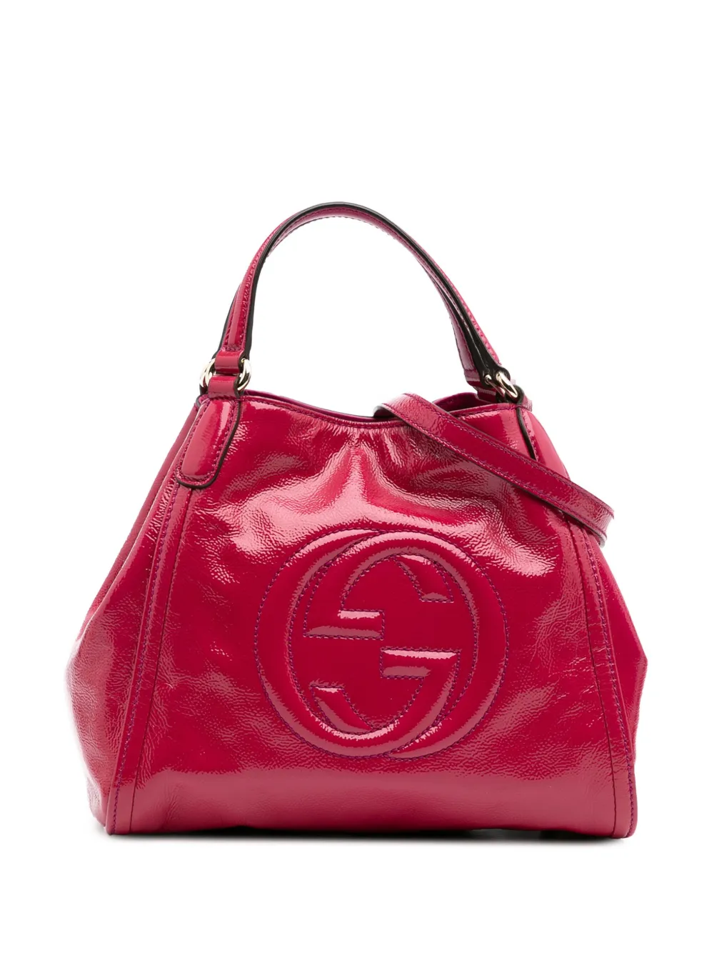 Gucci Pre-Owned 2016-2024 スモール パテント ソーホー サッチェルバッグ - ピンク Gucci Pre-Owned 2016-2024 スモール パテント ソーホー サッチェルバッグ - ピンク