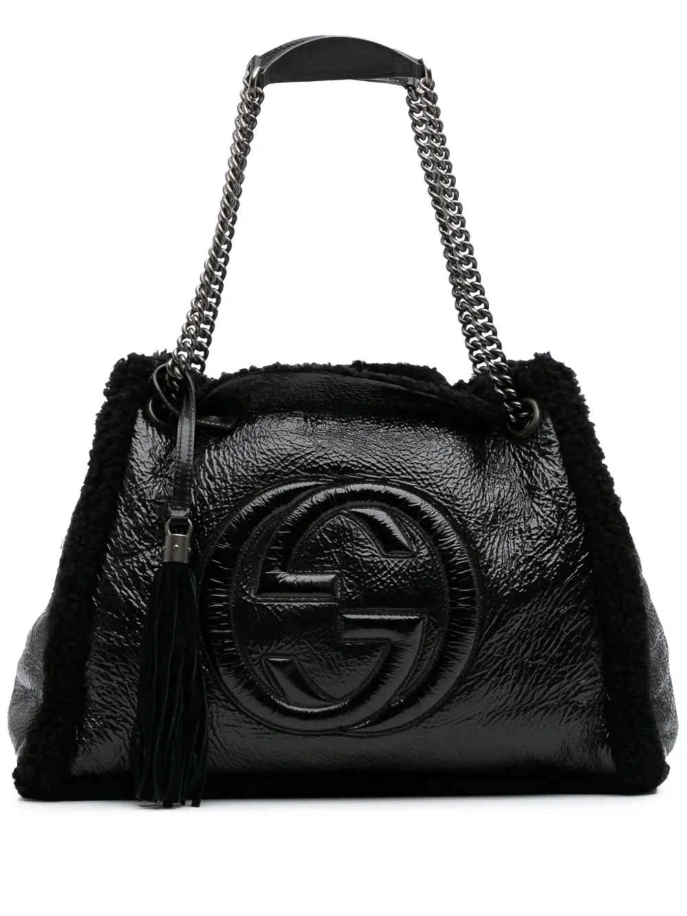 Gucci Pre-Owned 2016-2025 Medium Patent Shearling Soho Chain tote bag Gucci Pre-Owned 2016-2025 Medium Patent Shearling Soho Chain tote bag