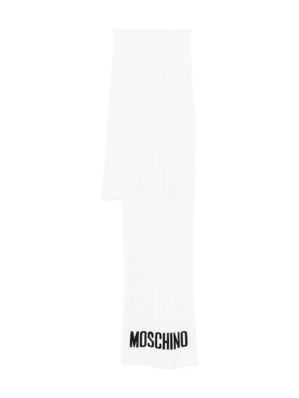 Moschino ribbed logo scarf - Bianco