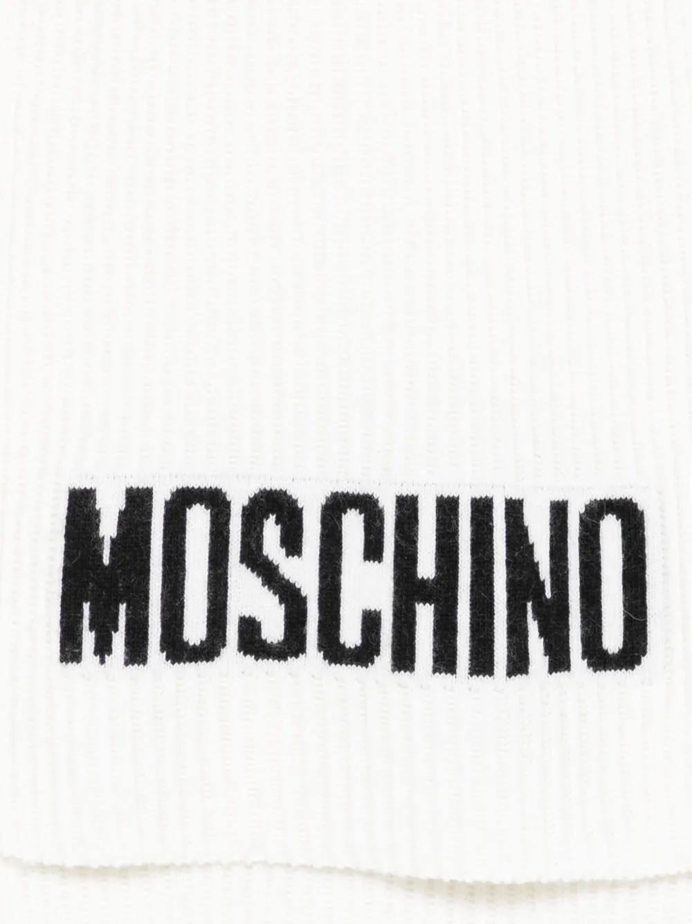 Moschino ribbed logo scarf - Wit