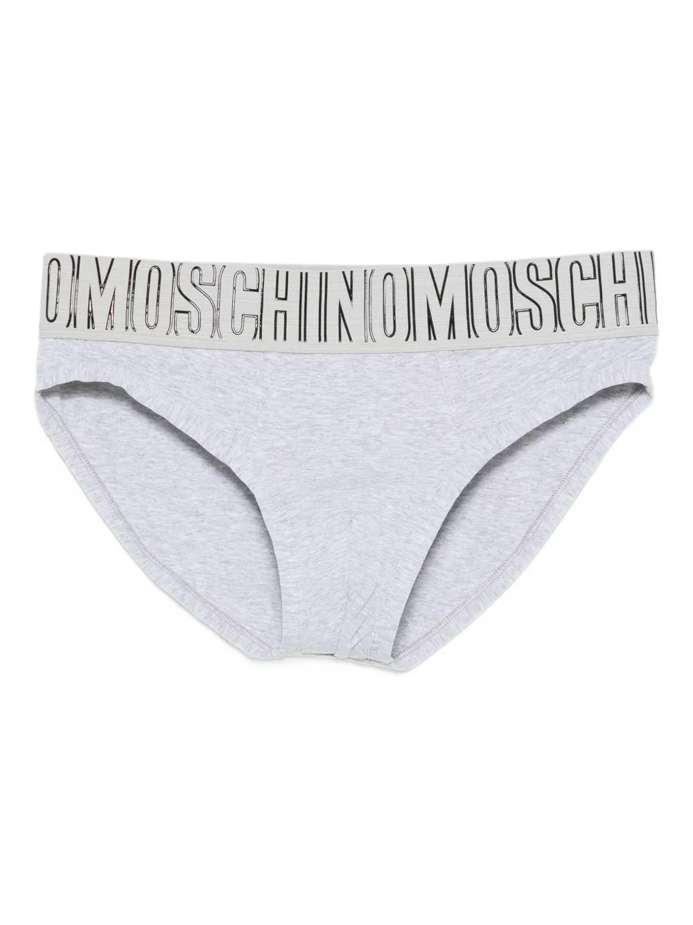 Moschino Logo-waistband Briefs In Gray