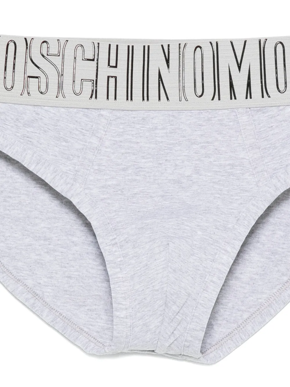 Moschino Logo-waistband Briefs In Gray