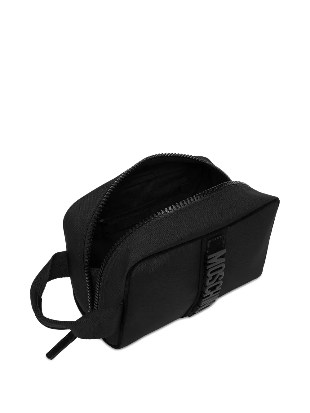 Moschino Leren tas met logoplakkaat Zwart