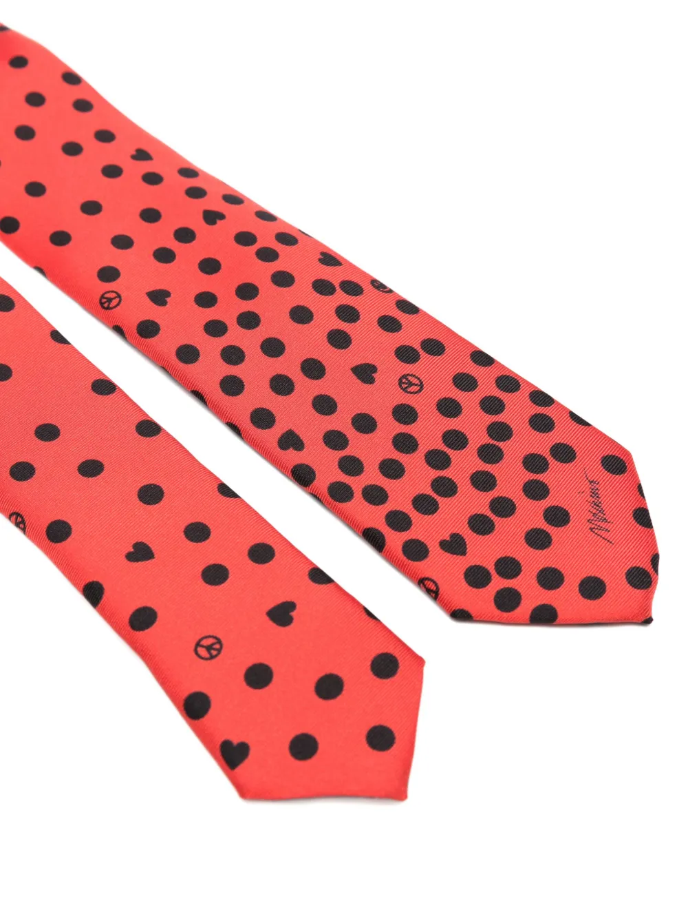 Moschino polka-dot silk tie - Rood