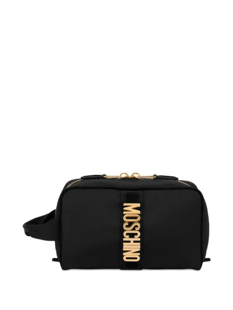 Moschino logo-plaque zip-top wash bag