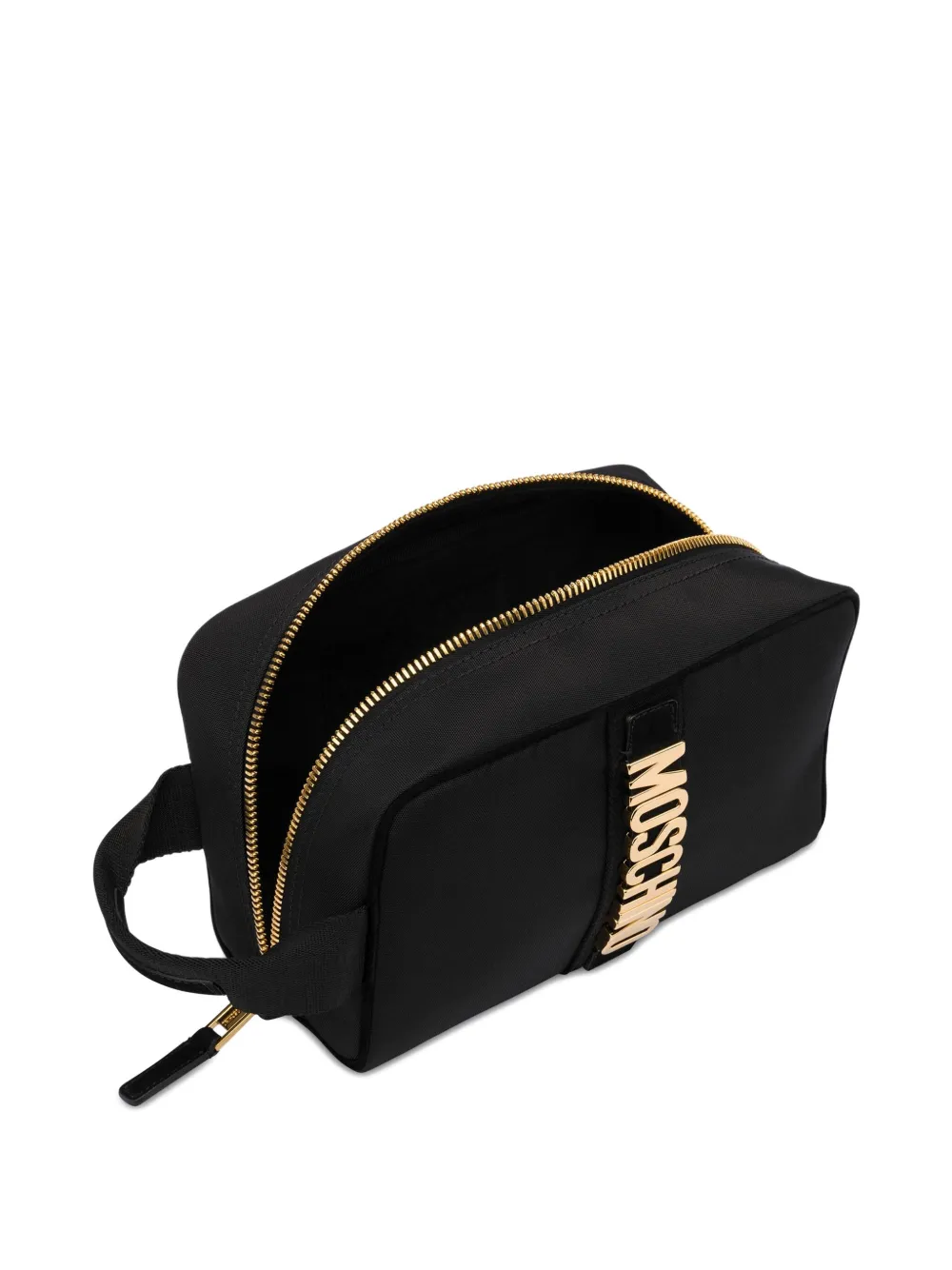 Moschino Toilettas met logoplakkaat en rits Zwart