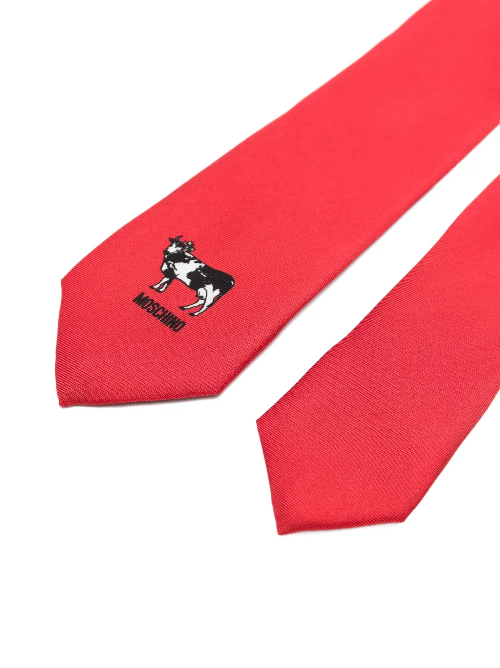 Moschino cow-print silk tie - Rood