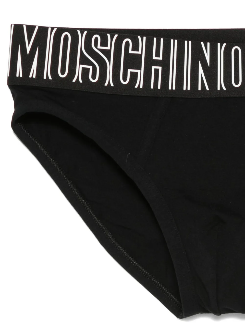 Moschino Logo-waistband Briefs In Black