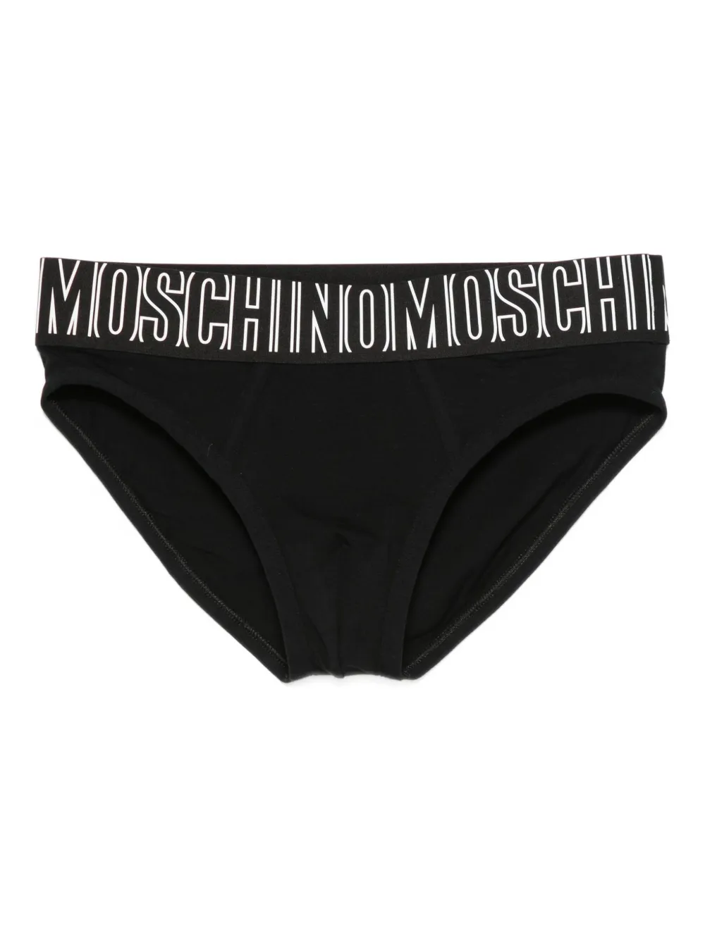 Moschino Logo-waistband Briefs In Black