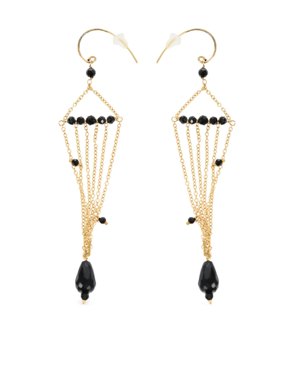 Niani stone-detail chain earrings | Black | Image 1