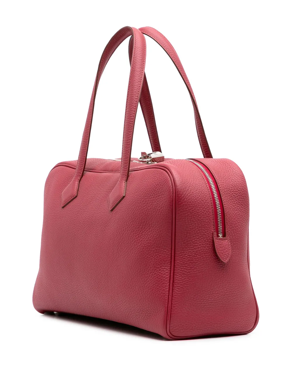 Pre-owned Hermes 2014 Clemence Victoria Ii 35 Shoulder Bag In Red