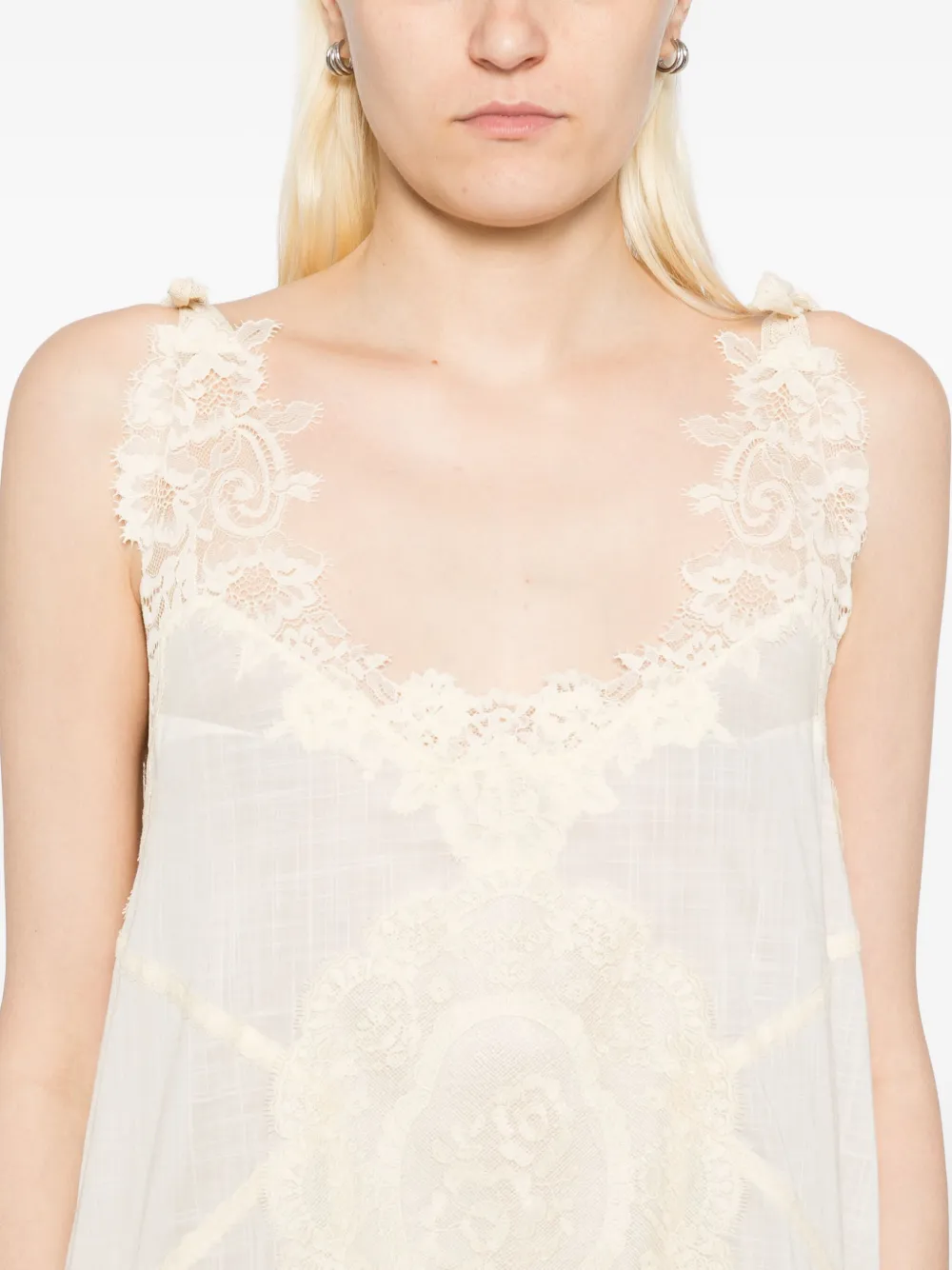 ZIMMERMANN Cascadian kanten jurk Beige
