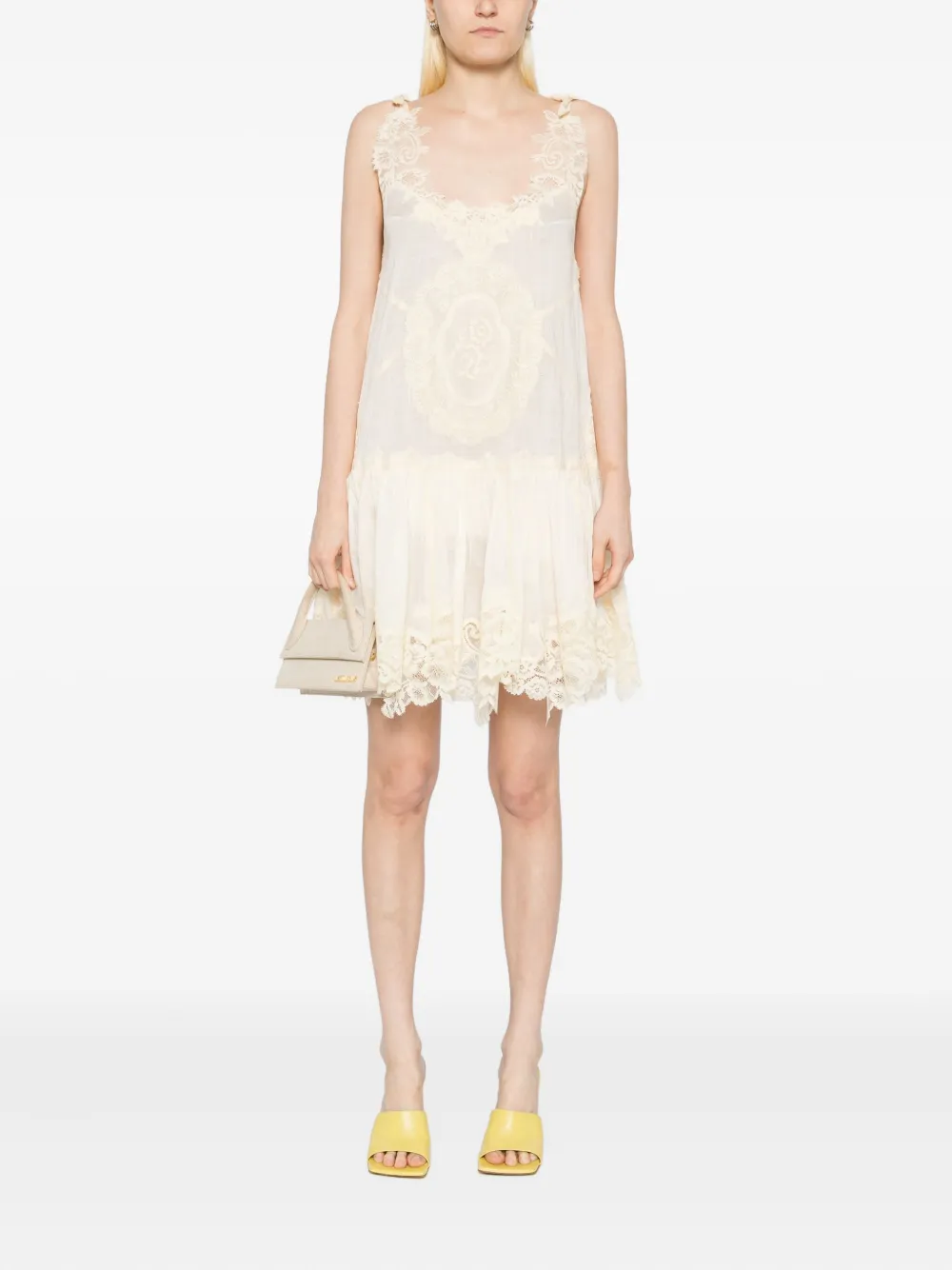 ZIMMERMANN Cascadian kanten jurk Beige