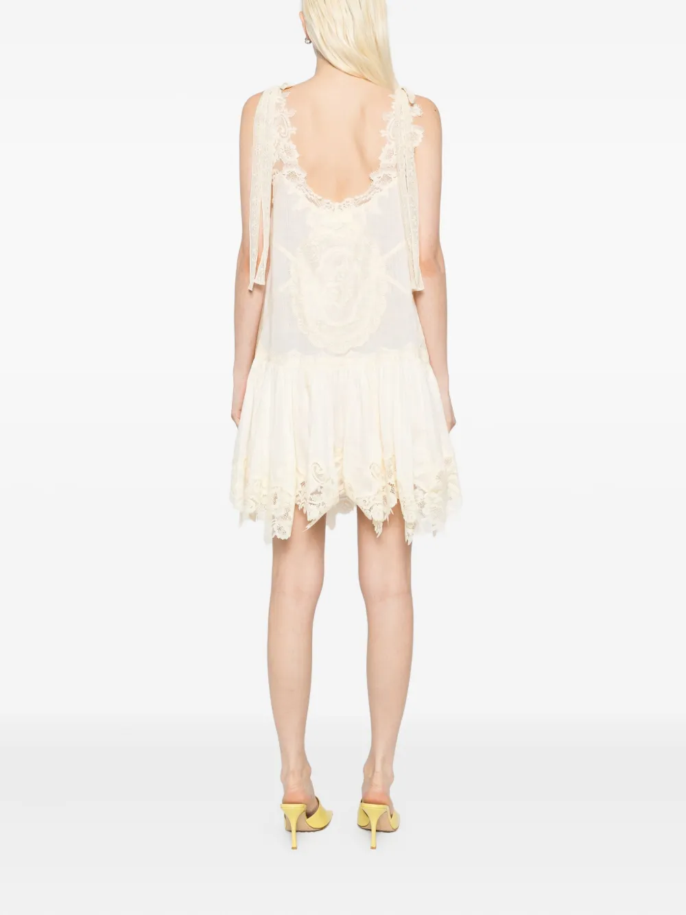 ZIMMERMANN Cascadian kanten jurk Beige