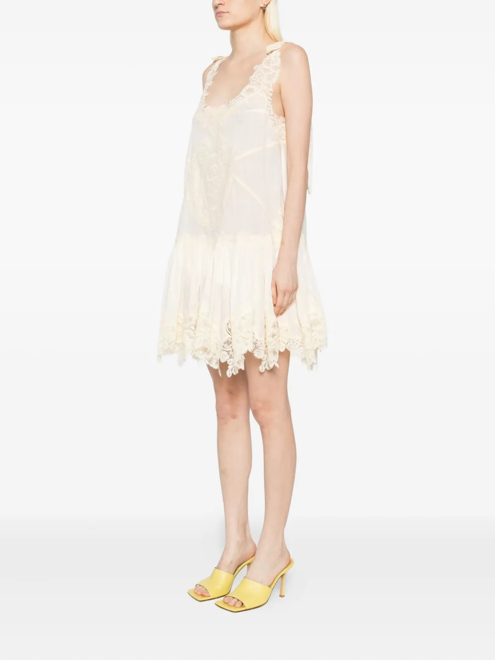 ZIMMERMANN Cascadian kanten jurk Beige