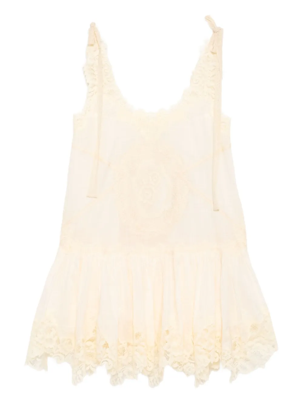ZIMMERMANN Cascadian kanten jurk Beige