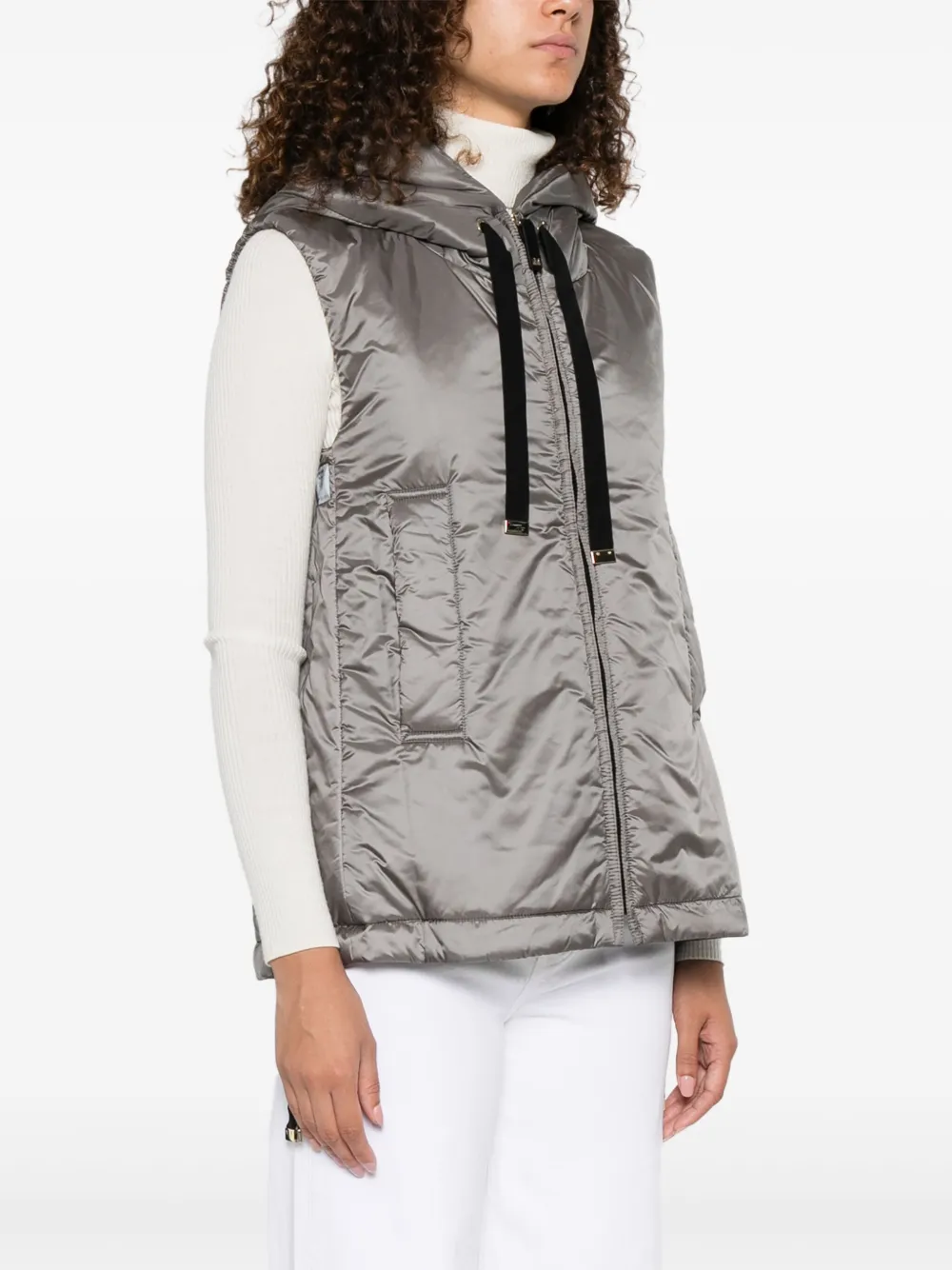  Max Mara Greengo Hooded Zip-front Gilet - Grey 