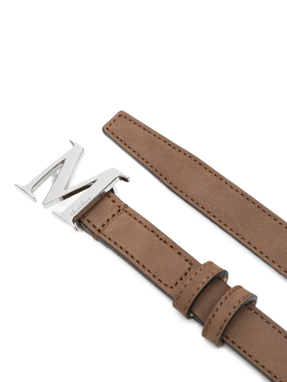 Max Mara logo-buckle suede belt Bruin