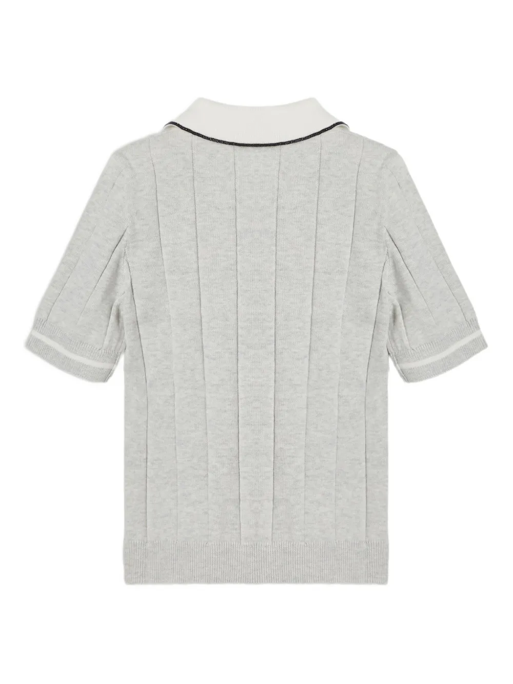 Brunello Cucinelli Kids Ribgebreide polotop verfraaid met schild Grijs