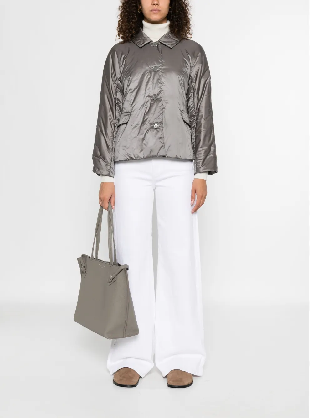 Max Mara Green padded buttoned jacket Grijs