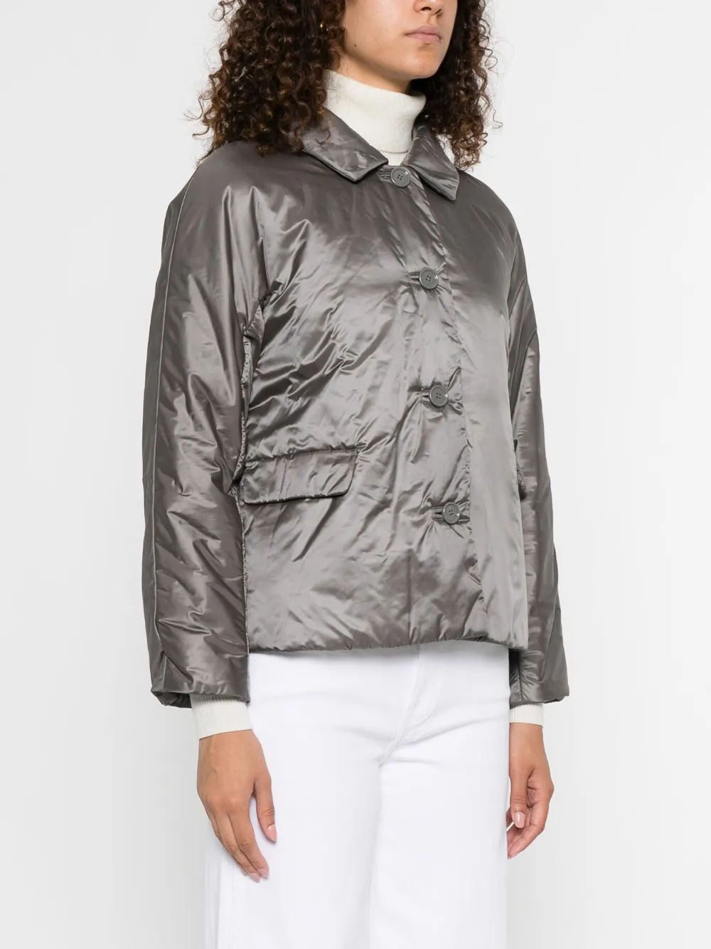 Max Mara Green padded buttoned jacket Grijs