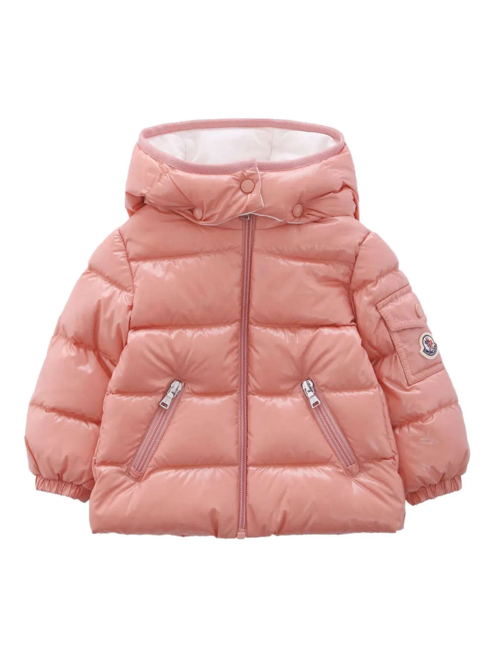 Moncler Enfant hooded quilted jacket Roze