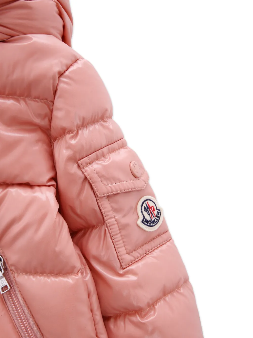 Moncler Enfant hooded quilted jacket Roze