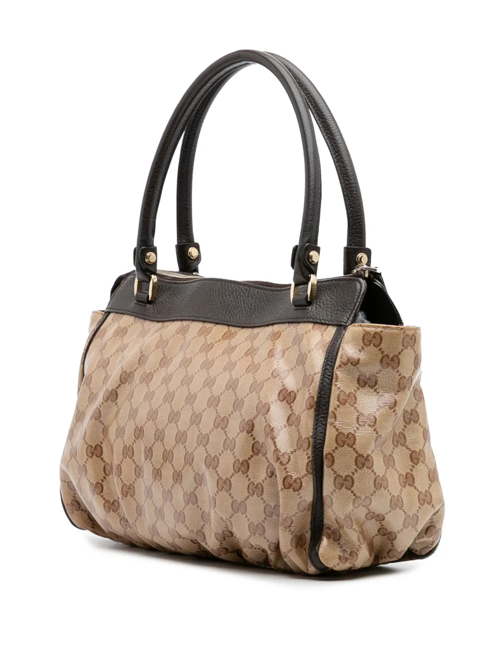 Pre-owned Gucci 2016-2024 Gg Crystal Abbey D Ring Tote Bag In Brown