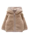 Moncler Enfant logo-patch shearling coat - Neutrals