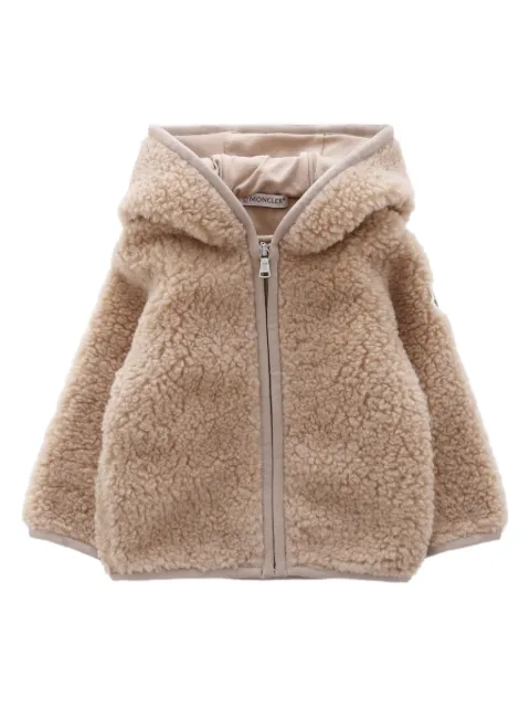 Moncler Enfant logo-patch shearling coat