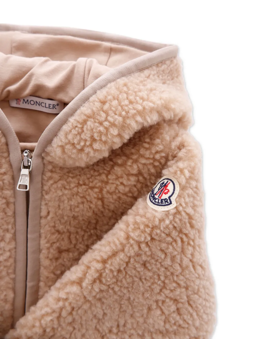 Moncler Enfant Lammy jas met logopatch Beige