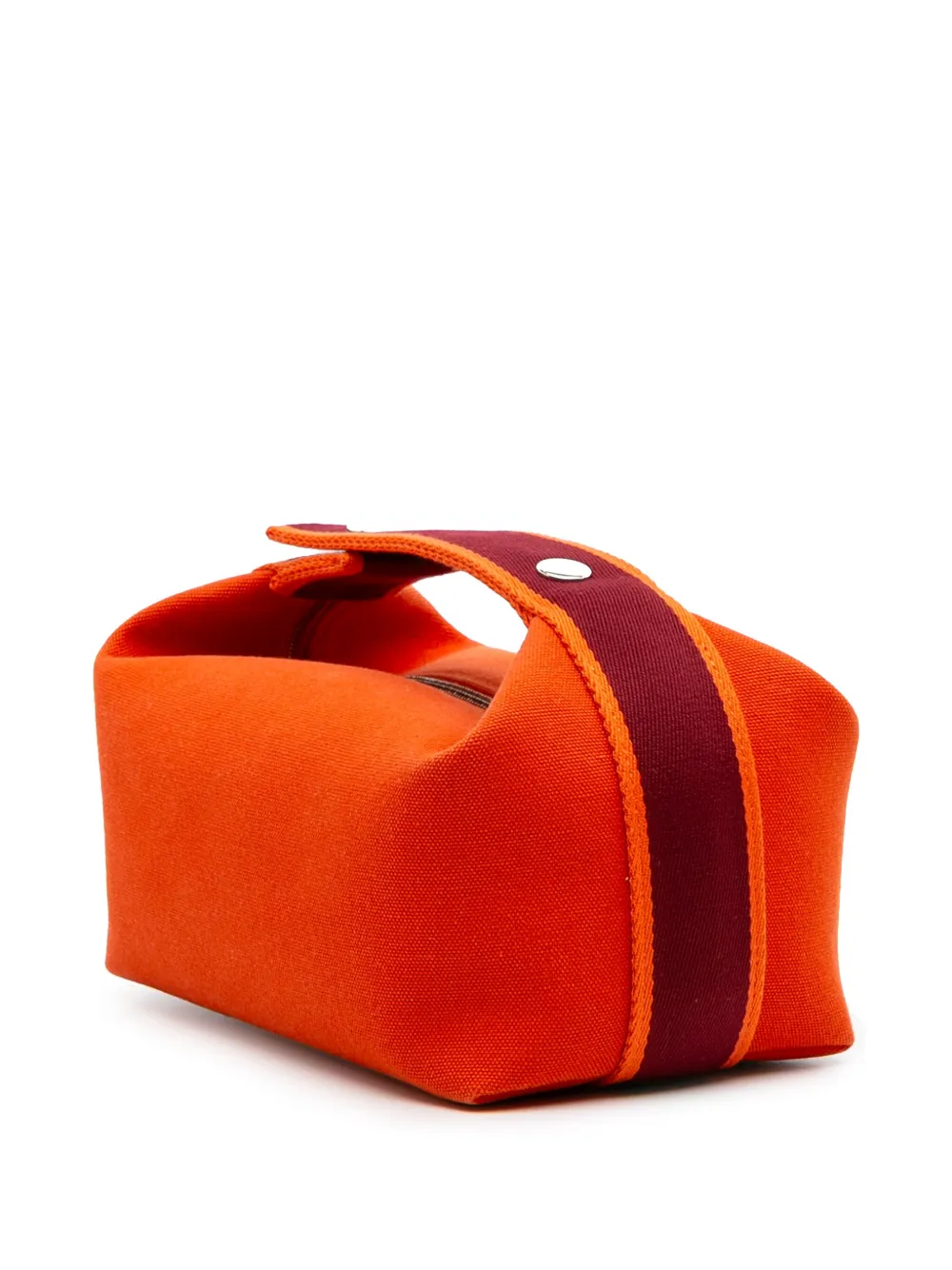 Pre-owned Hermes 2020-2025 Small Canvas Bride A Brac Case Vanity Bag In Orange