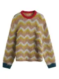 Brain Dead zig-zag wool-blend knit sweater - Brown