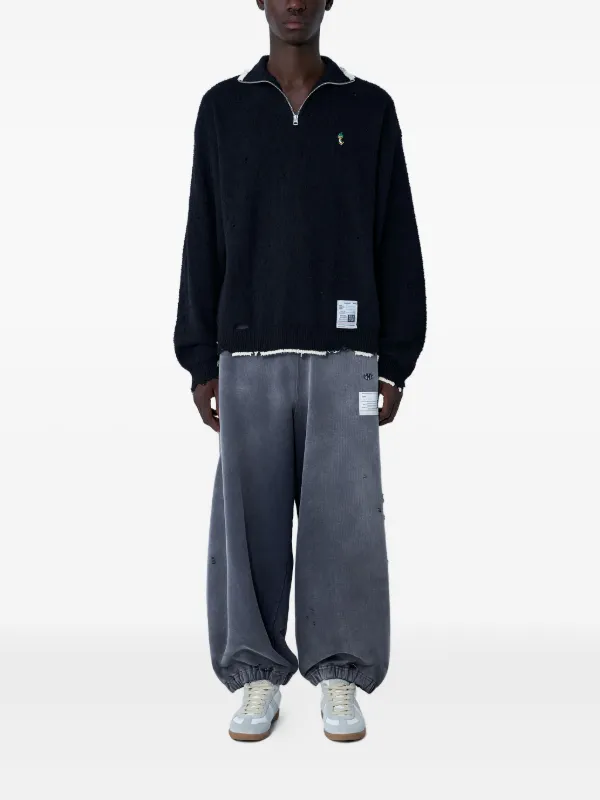 Maison MIHARA YASUHIRO Distressed half-zip Sweater | Black