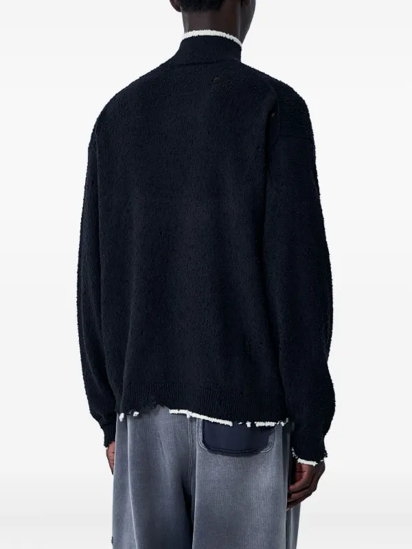 Maison MIHARA YASUHIRO Distressed half-zip Sweater | Black