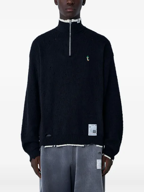 Maison MIHARA YASUHIRO distressed half-zip sweater