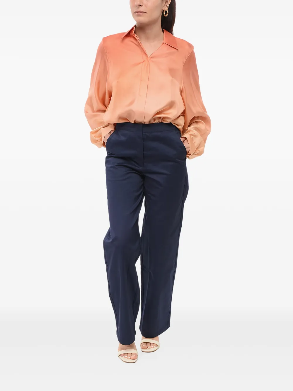 Giorgio Armani Broek met platte voorkant - Blauw