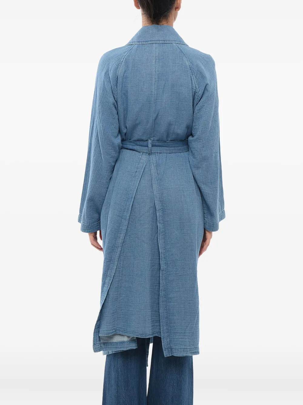 Giorgio Armani Jas met ceintuur en dubbele rij knopen Blauw