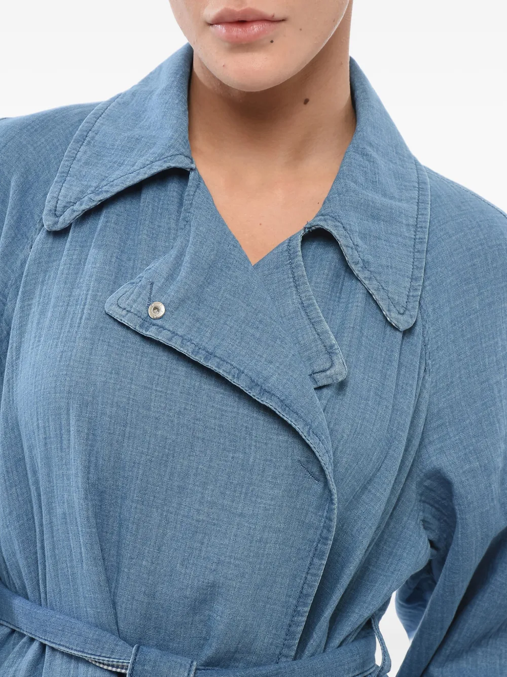Giorgio Armani Jas met ceintuur en dubbele rij knopen Blauw