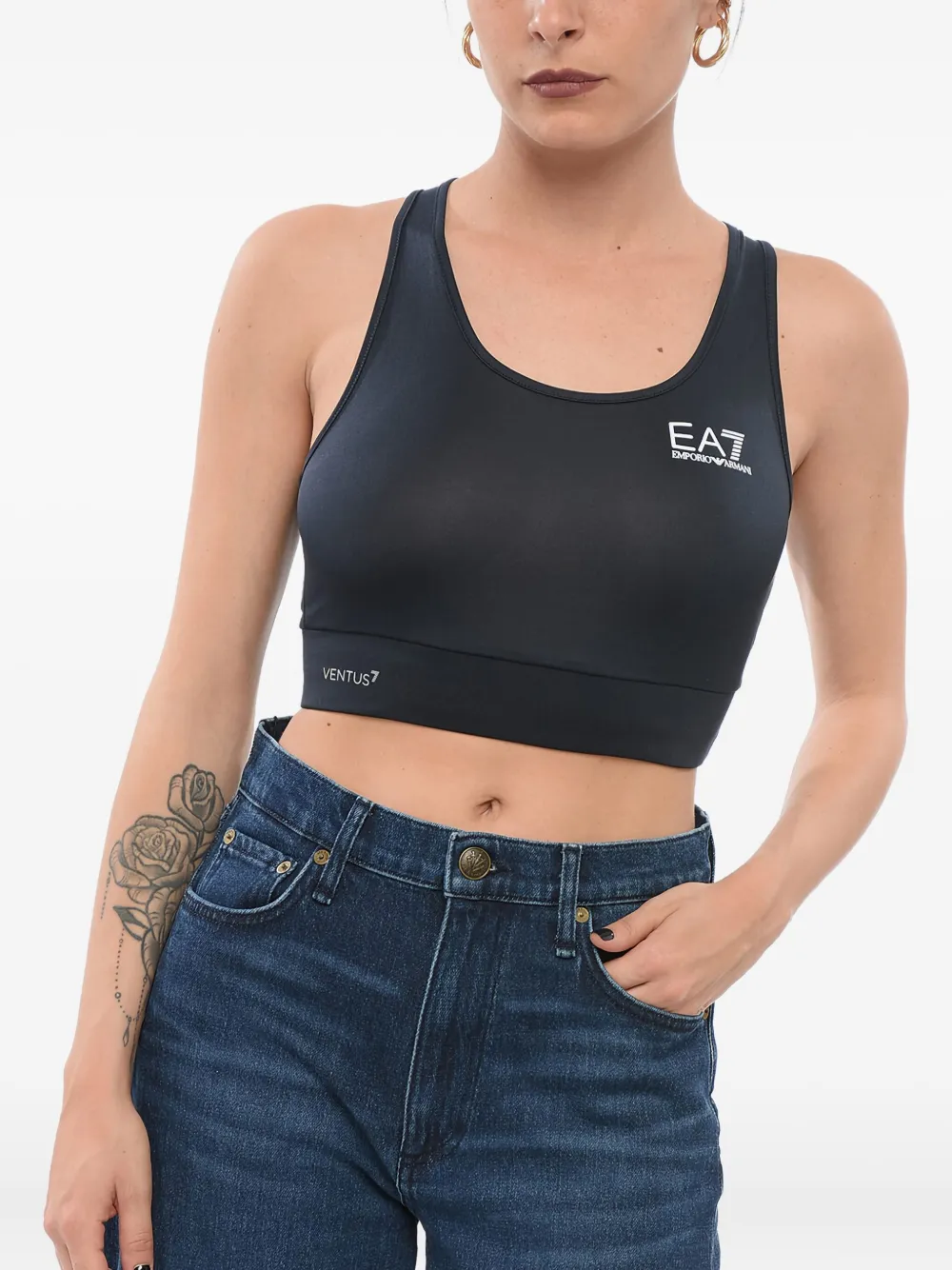 Giorgio Armani Top met racerback en logo Blauw