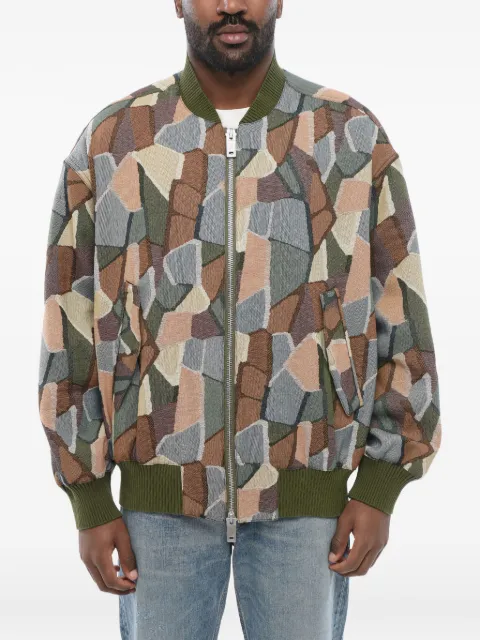 Giorgio Armani geometric-pattern cotton bomber jacket